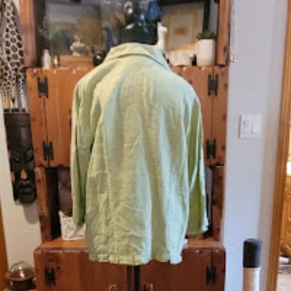 #121 Sage linen cuffed blouse - Picture 3 of 8